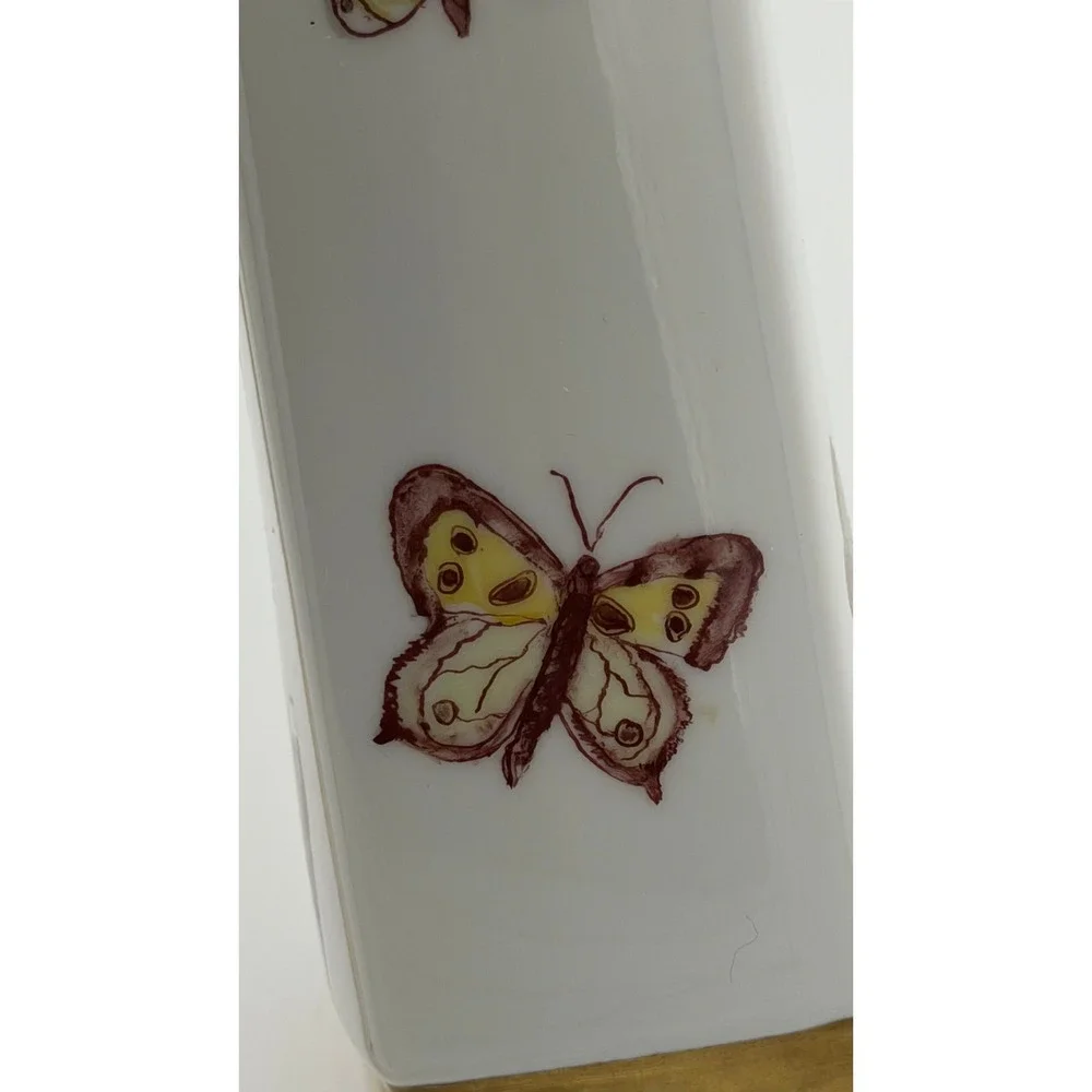 Gerold Porzellan Bavaria Butterfly Vase Hand Painted Germany Floral‎